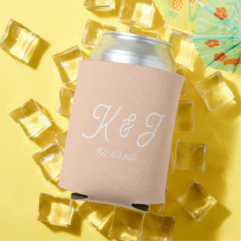 Apricot Crush Gastgeschenk Hochzeit Mit Monogramm  Dosenkühler