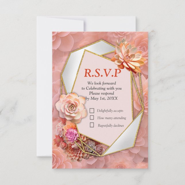 Apricot Crush Sukkulente Farben für 2024 RSVP Karte (Vorderseite)