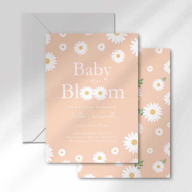 Apricot Daisy Baby in Bloom Baby Dusche Einladung (Von Creator hochgeladen)