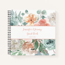 Apricot en fleurs Aquarelle Floral Livre d'invité