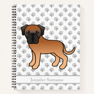 Apricot English Mastiff Süßer Cartoon-Hund & Text Notizbuch