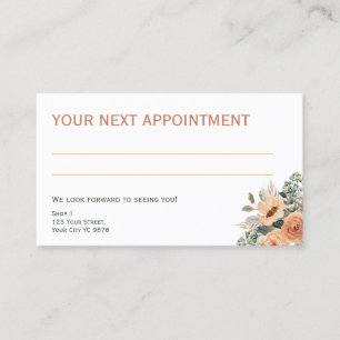 Apricot floral blanc, pas de logo Carte de rendez-