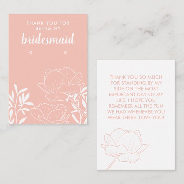 Apricot Floral Bridesmaid Vielen Dank, dass Sie ge Visitenkarte (Vorne/Hinten)