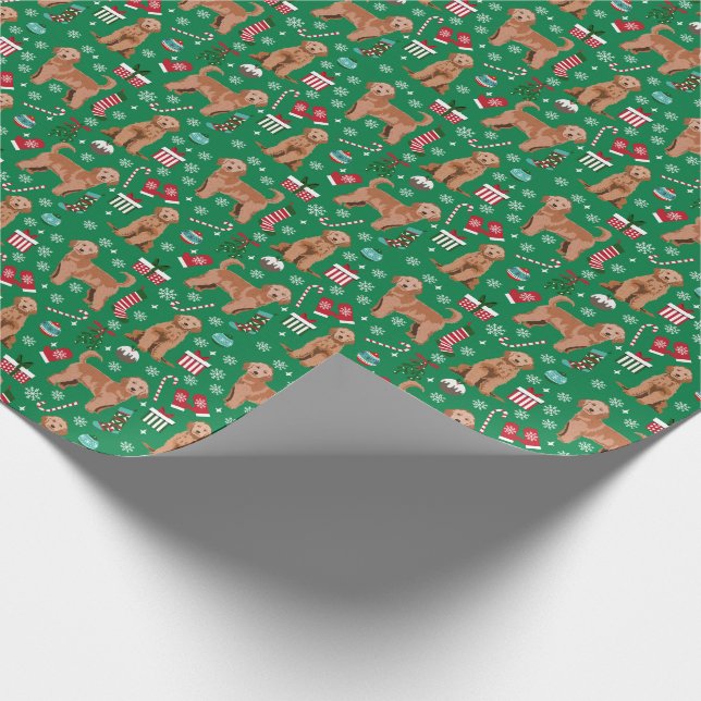 Apricot Golden Doodle Geschenkpapier (Ecke)