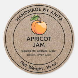 Apricot Jam Jelly Jar Étiquette Kraft