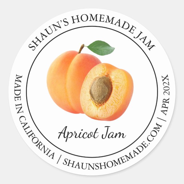 Apricot Jam Modern Label Runder Aufkleber (Vorderseite)