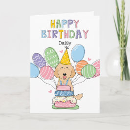 Apricot Labradoodle Hund Happy Birthday Card Karte