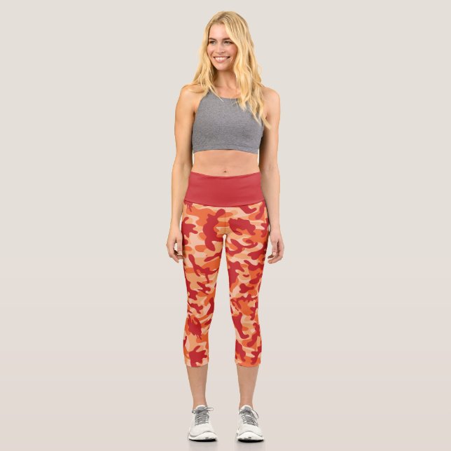 Apricot Lava Camouflage Capri Leggings (Vorderseite)
