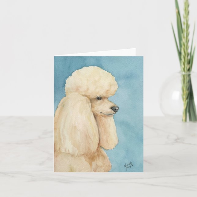 Apricot Miniatur Poodle Dog Art Note Card Karte (Vorderseite)