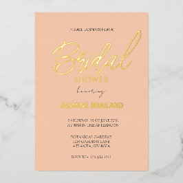 Apricot Modern Simple Brautparty Gold Folieneinladung
