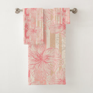Apricot motif à rayures florales rose