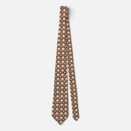 Apricot Peach Black Buffalo Heart Plaid Neck Tie Krawatte