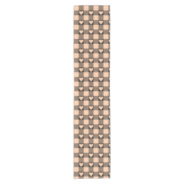 Apricot Peach Black Buffalo Heart Table Runner Kurzer Tischläufer