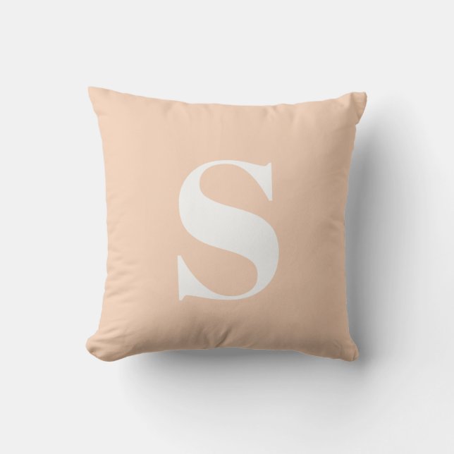 Apricot Peach Initial Mit Monogramm Outdoor Pillow Kissen (Vorderseite)