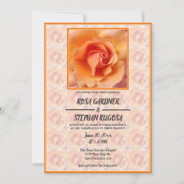 Apricot Peach Rose Blume Blossom / Gerahmte Hochze Einladung