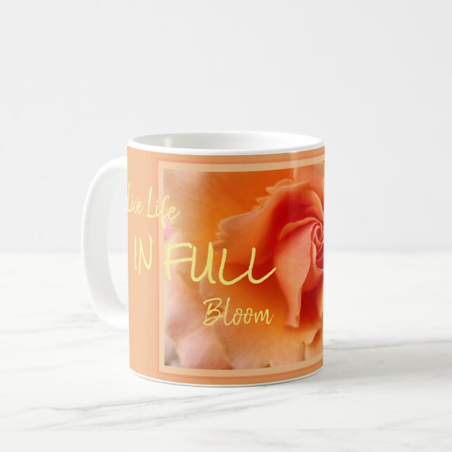 Apricot Peach Rose Blume Nah Up Foto Kaffeetasse (Vorderseite Links)