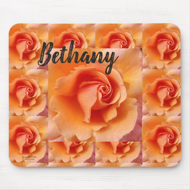 Apricot Peach Rose Blume Nah Up Foto Mousepad (Vorne)