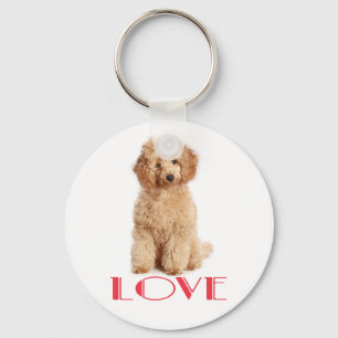 Apricot Poodle Welpe Hund Red Liebe Schlüsselkett Schlüsselanhänger