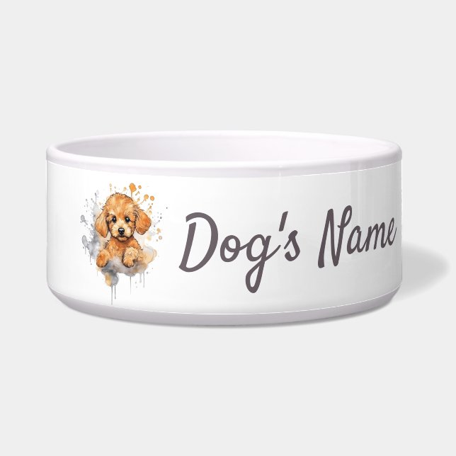 Apricot Poodle Welpe Keramik Bowl Napf (Vorderseite)