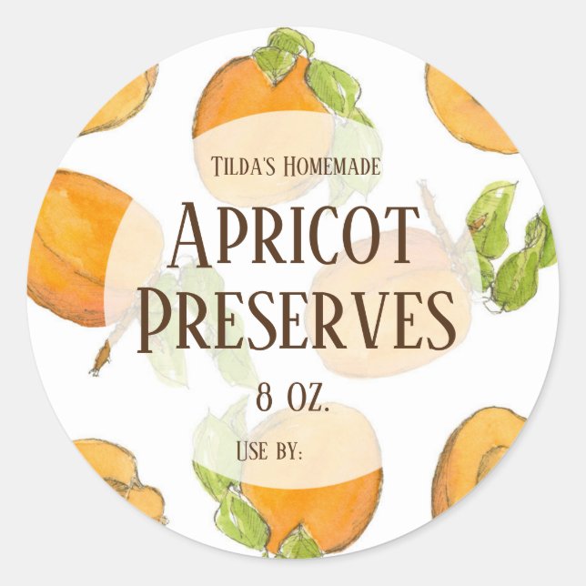 Apricot Préserve Étiquette de bocal à canne fait m (Devant)