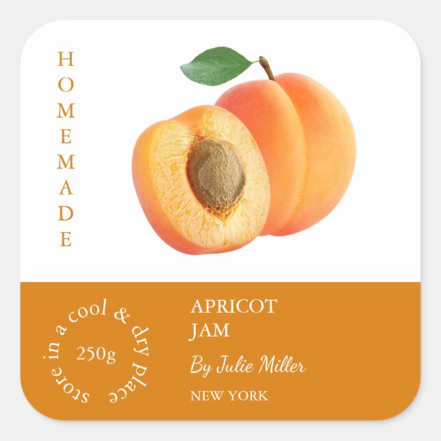Apricot Small Business Label Quadratischer Aufkleber (Vorderseite)