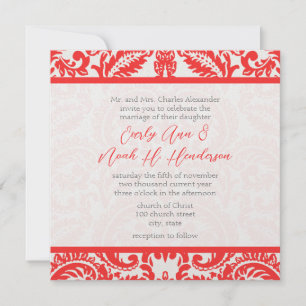 Apricot Snapdragon Coral Damask Gray Green Wedding Einladung
