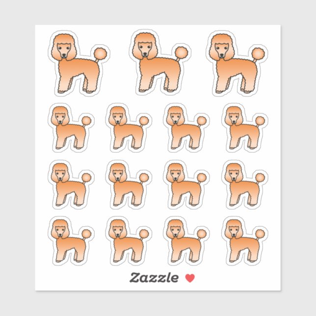 Apricot Toy Poodle Niedliche Cartoon Hunde Aufkleber (Blatt)