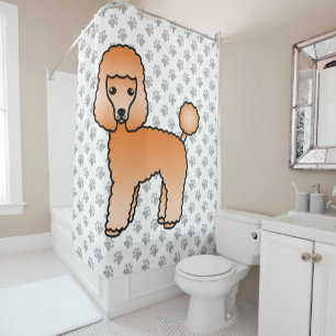 Apricot Toy Poodle Niedlicher Cartoon Dog Duschvorhang