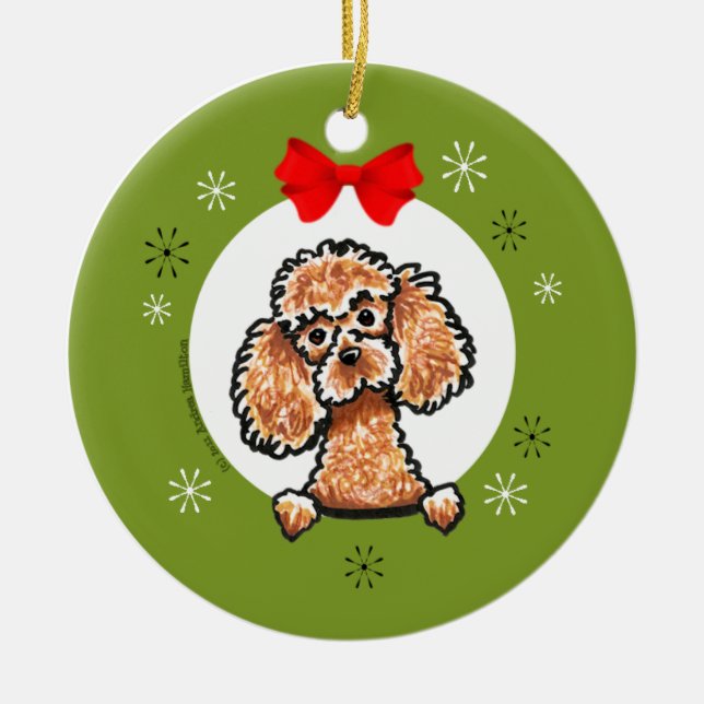 Apricot Toy Poodle Weihnachtsklassiker Keramikornament (Vorne)