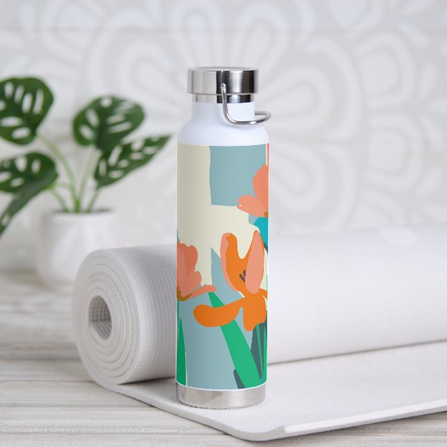 Apricot Tulips Künstlerische Moderne Farbblöcke Fr Trinkflasche (Yoga)
