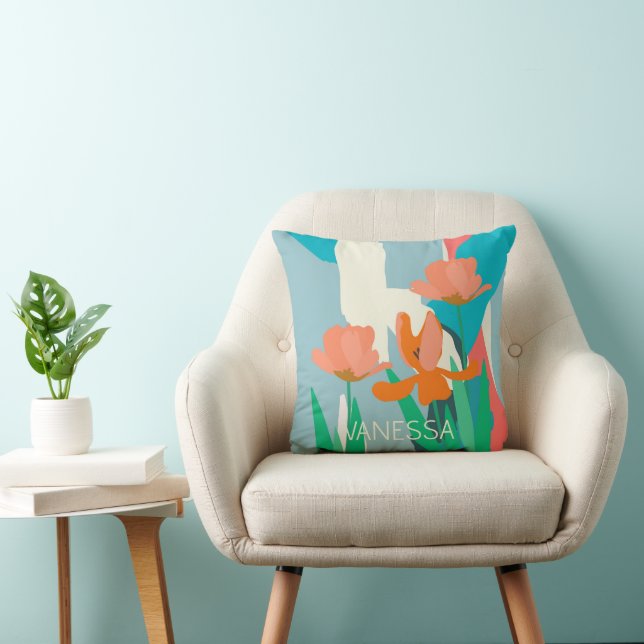 Apricot Tulips Künstlerische moderne Farbblöcke na Kissen (Stuhl )
