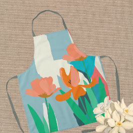 Apricot Tulips Kunstwerke Moderne Farbblöcke Schürze