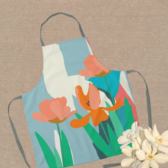 Apricot Tulips Kunstwerke Moderne Farbblöcke Schürze (Von Creator hochgeladen)