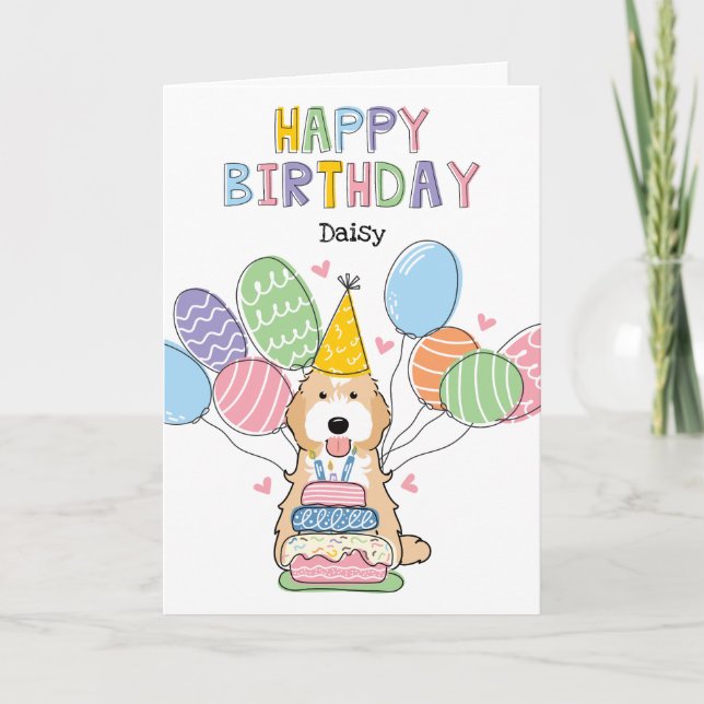 Apricot Tuxedo Cockapoo Cavapoo Dog Happy Birthday Karte (Vorderseite)