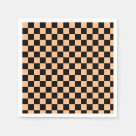 Apricot und Black Checkered Vintag Serviette