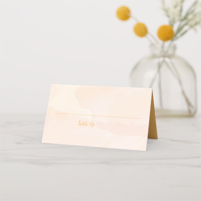 Apricot Watercolor Hochzeitsszeitsfeier Tischnumme Platzkarte (Vorderseite)