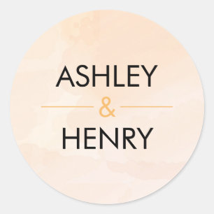 Apricot Watercolor Hochzeitsticker, Peach-Geschenk Runder Aufkleber