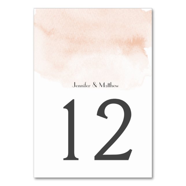 Apricot Watercolor Wash | Tischnummer (Vorderseite)