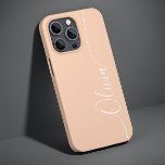 Apricot White Elegant Calligraphy Script Name Case-Mate iPhone 14 Hülle<br><div class="desc">Apricot White Elegant Kalligraphie Script Custom Personalisiert Name iPhone 14 Smart Phone Cases verfügt über ein modernes und trendige,  einfache und stilvolle Design mit Ihrem personalisierten Namen in eleganter handgeschriebener Kalligraphie Skript Typografie auf einem Aprikosenhintergrund. Entworfen von ©Evco Studio www.zazzle.com/store/evcostudio</div>