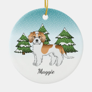 Apricot & White Mini Goldendoodle Winterwald Keramik Ornament