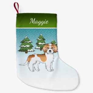 Apricot & White Mini Goldendoodle Winterwald Kleiner Weihnachtsstrumpf