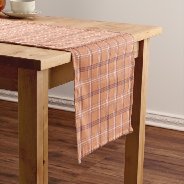 Apricot White Plaid Classic Pattern Table Runner Kurzer Tischläufer (Beispiel)