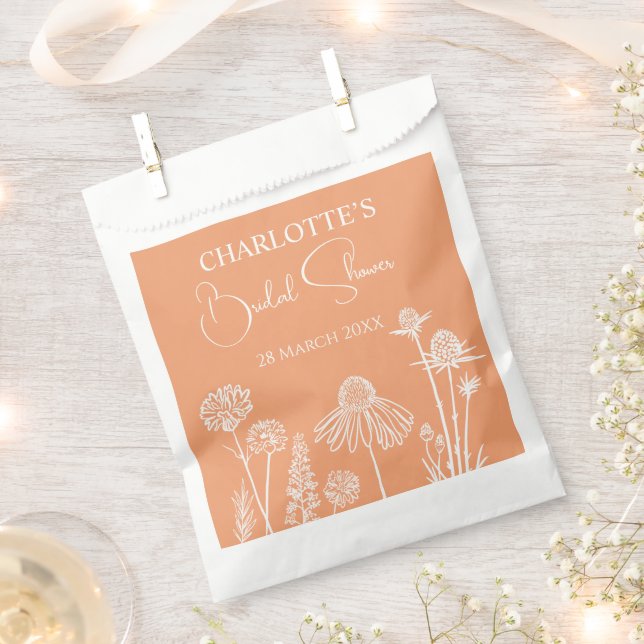 Apricot-Wildblumen gezeichnet Geschenktütchen (Ausgeschnitten)