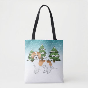 Aprikose & Weiß Mini Goldendoodle Winterwald Tasche
