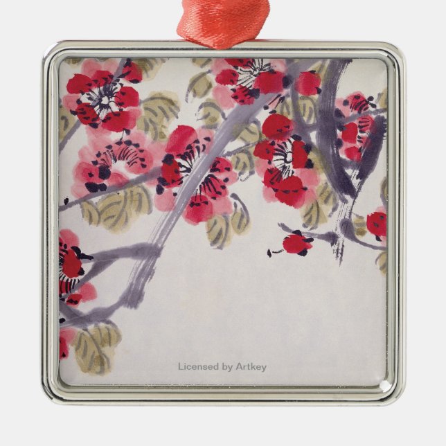 Aprikosen-Blüten Ornament Aus Metall (Vorne)