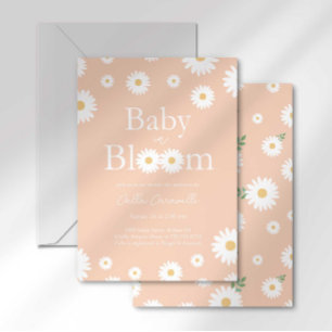 Aprikosen-Daisy-Baby-in-Bloom-Baby-Shower-Einladun Einladung