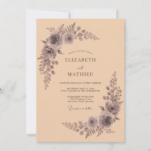 Aprikosen-Elegante-Aquarell-Hochzeit Einladung