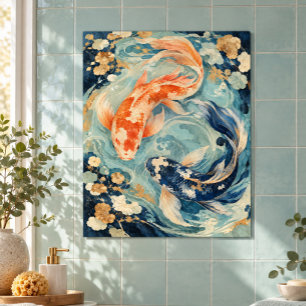 Aprikosen-Koi-Teich-Kunstprint Poster