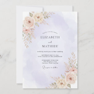 Aprikosen-Lilien-Pfingstrosen-Hochzeit Einladung
