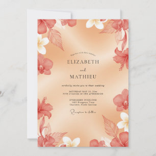 Aprikosen-Malerei-Wildblumen-Hochzeit Einladung